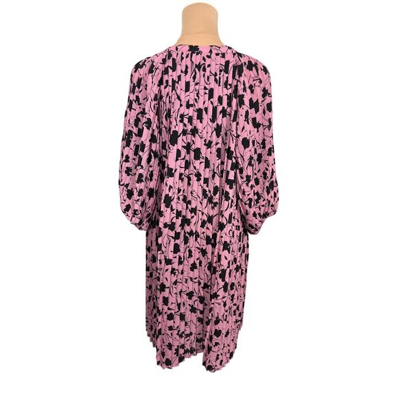 Good Hart Pink Black Floral Pleated Dress Womens M Artsy Romantic - Picture 3 of 4